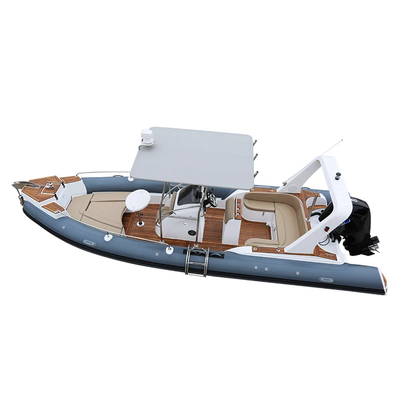 China Hot Sale RIB 760 Rigid Hull Hypalon Inflatable Fiberglass Rib Boat with Outboard Motor for Sale