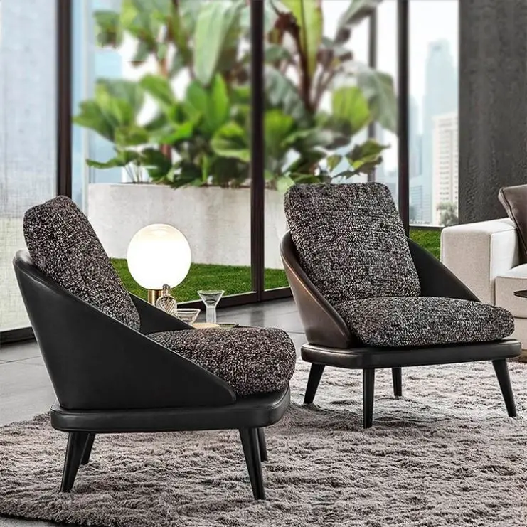Modern style Italian  design home hotel dining room furniture linen fabric wooden dining chair leisure chair sofa
