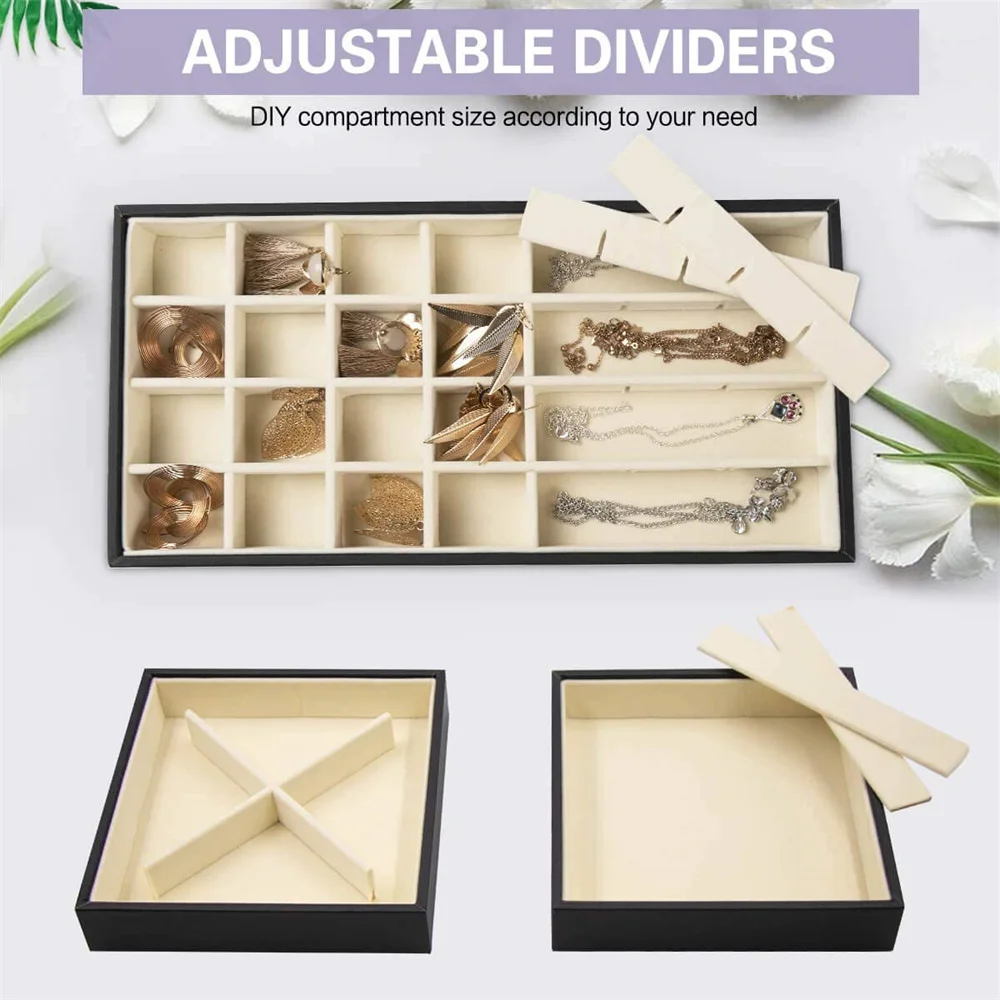 High quality jewelry display holder necklace jewelry display stackable jewelry organizer trays with lid.