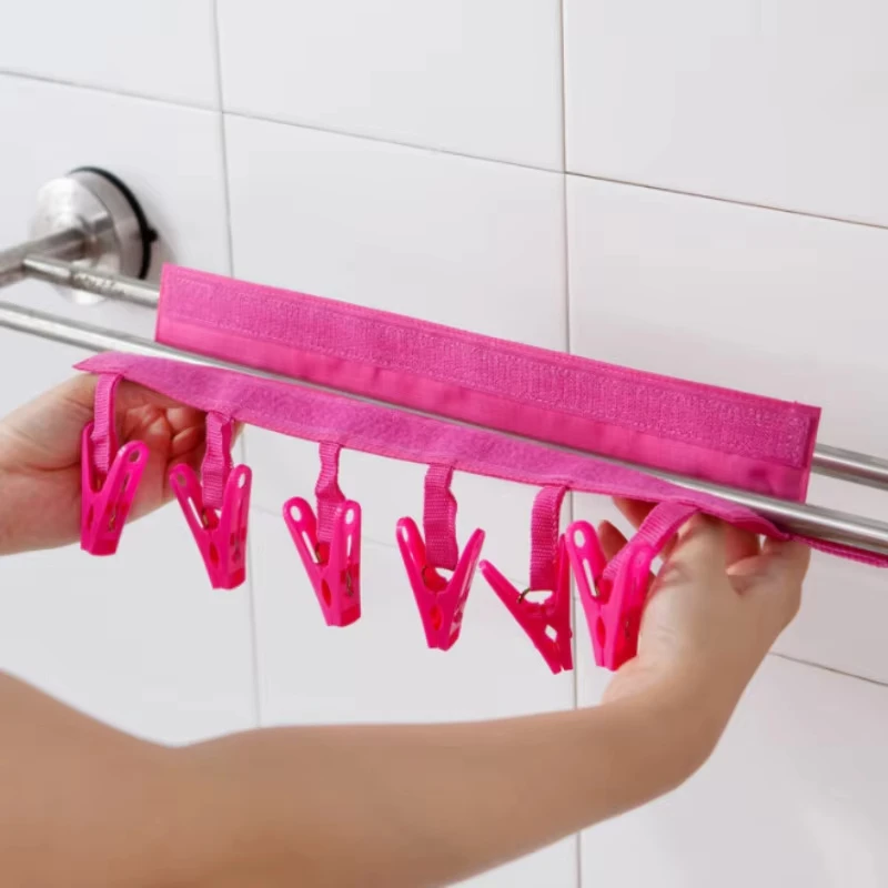 Multifunctional Travel Hanger Portable Folding 6 Clips Towel Socks Traveling Hanger Racks For Socks Storage Travel Accessories