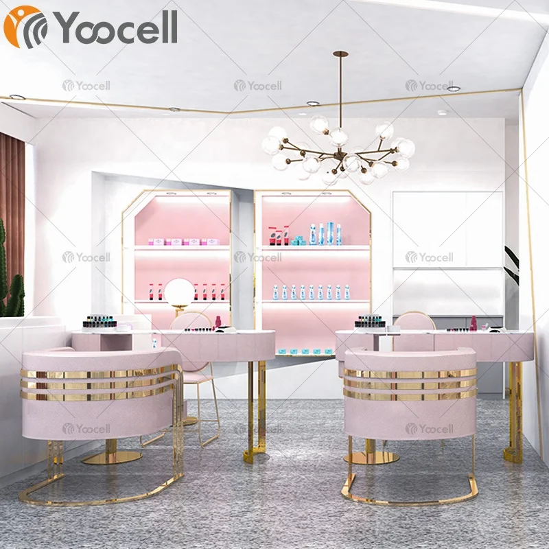  Yoocell розовый кожаный бархатный тканевый Золотой Стол для маникюра с рамкой из нержавеющей стали стул маникюрного Салона Спа салона