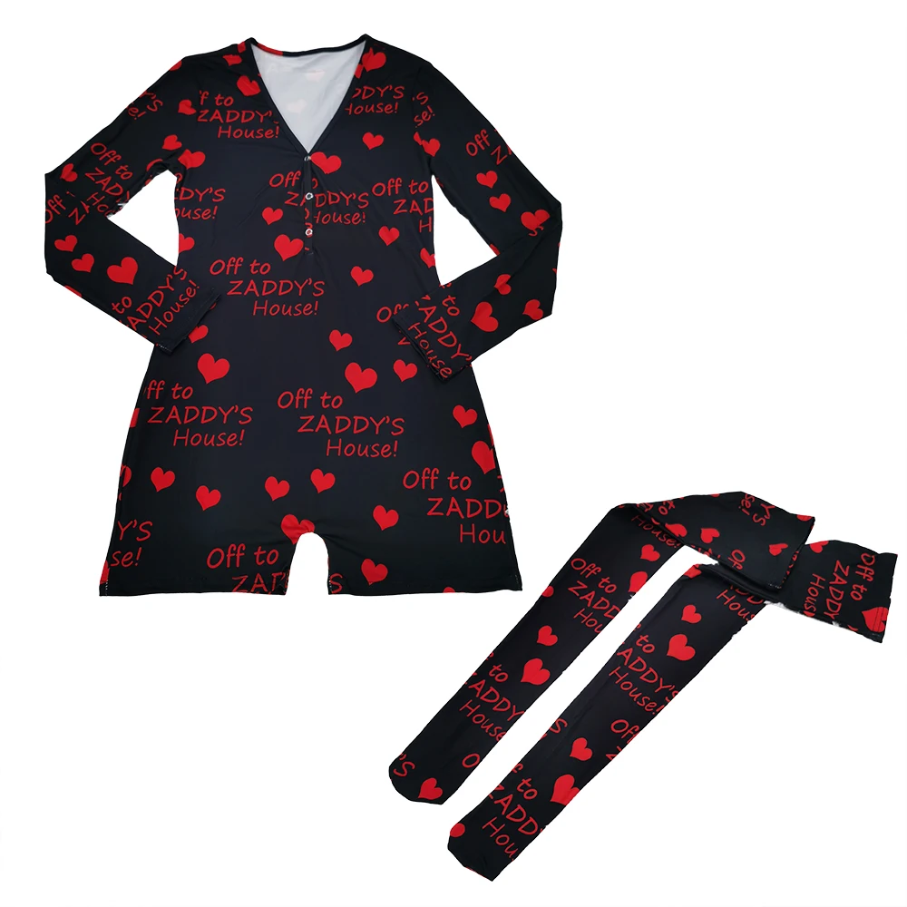 
2021 sexy pajama adult sleepwear romper onesie with matching socks for women 