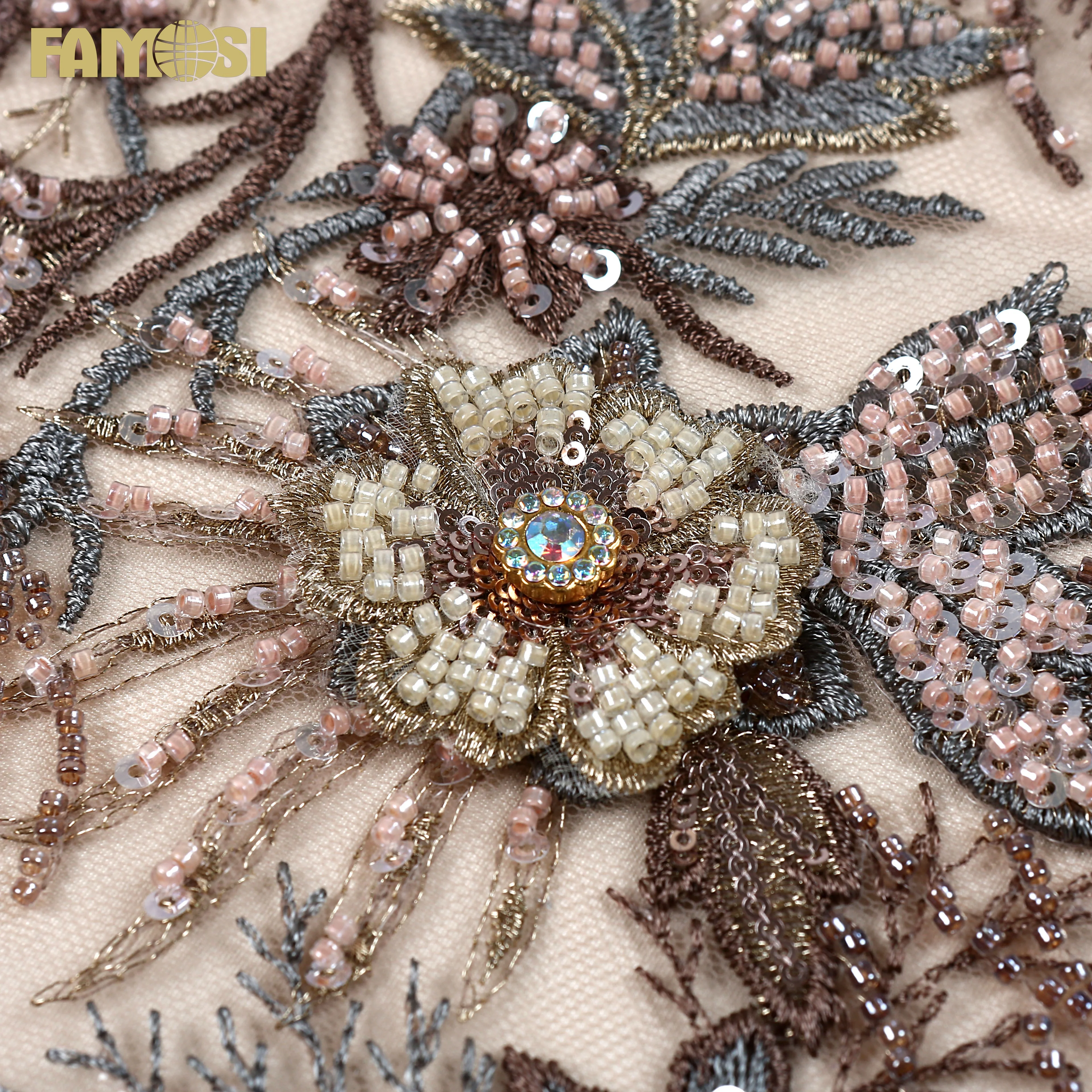 Популярный дизайн, 3d африканская Цветочная отделка, Золотая сетка, гипюр, вышивка бисером, кружевная ткань для женщин на свадьбу