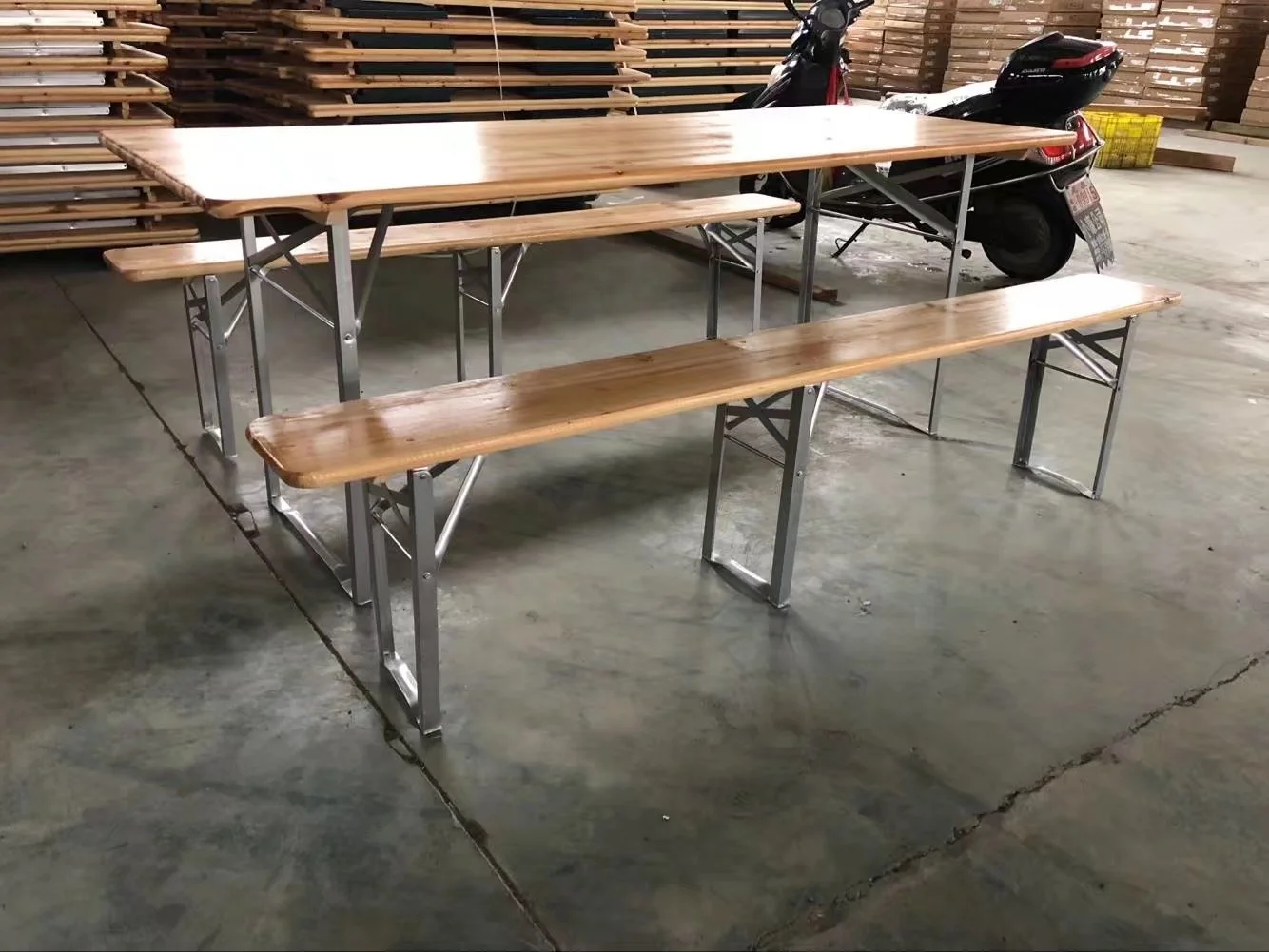 folding wooden beer table with bench