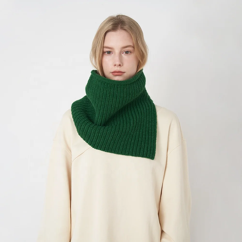 Designer model Korea knitted warm solid color collar windproof neck protection long stylish