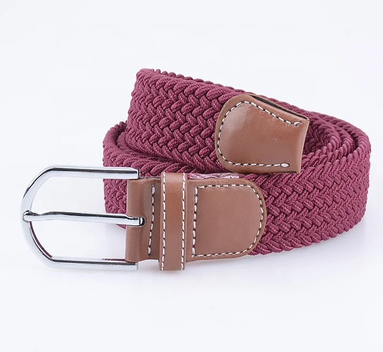 Custom Unisex Men Casual Knitted Fabric Woven Braided Elastic Stretch Belt for Women Jeans Multi-color