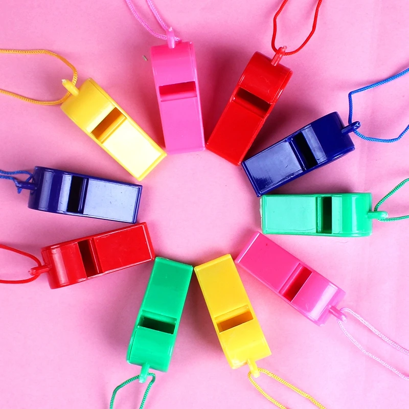 Hot Sale Plastic Multi-color Whistles With Strings For Children Teachers Trainers Customize Your Own Logo
