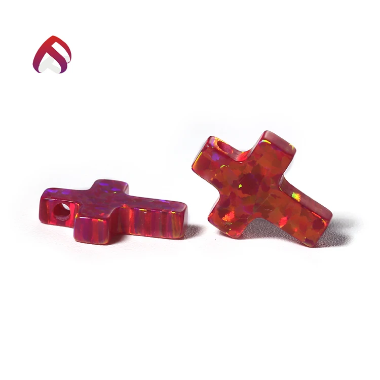 Wholesale Price Gemstone Cross Shape Synthetic Opal Stone Jewelry Making Stone