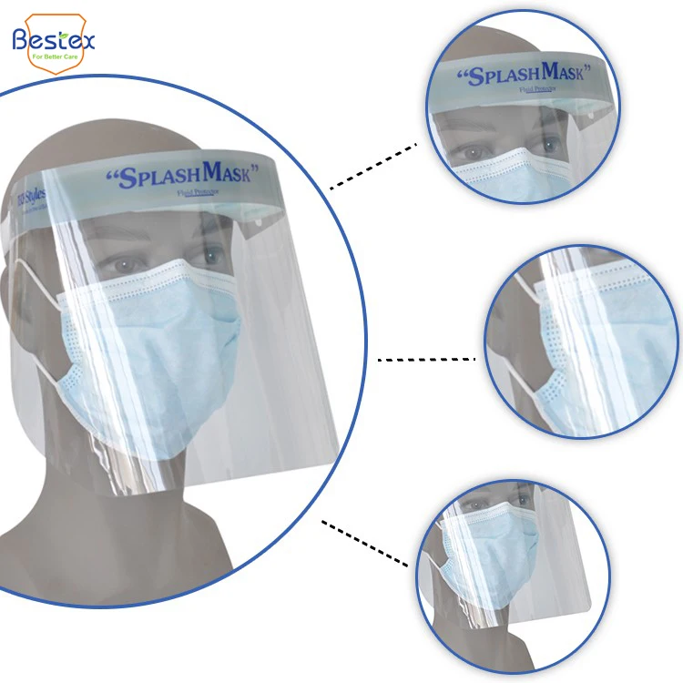 Stock Anti Fog Safety Face Visors Disposable Protective Face Shield Transparent Adult Clear Face Shields Pvc Screen