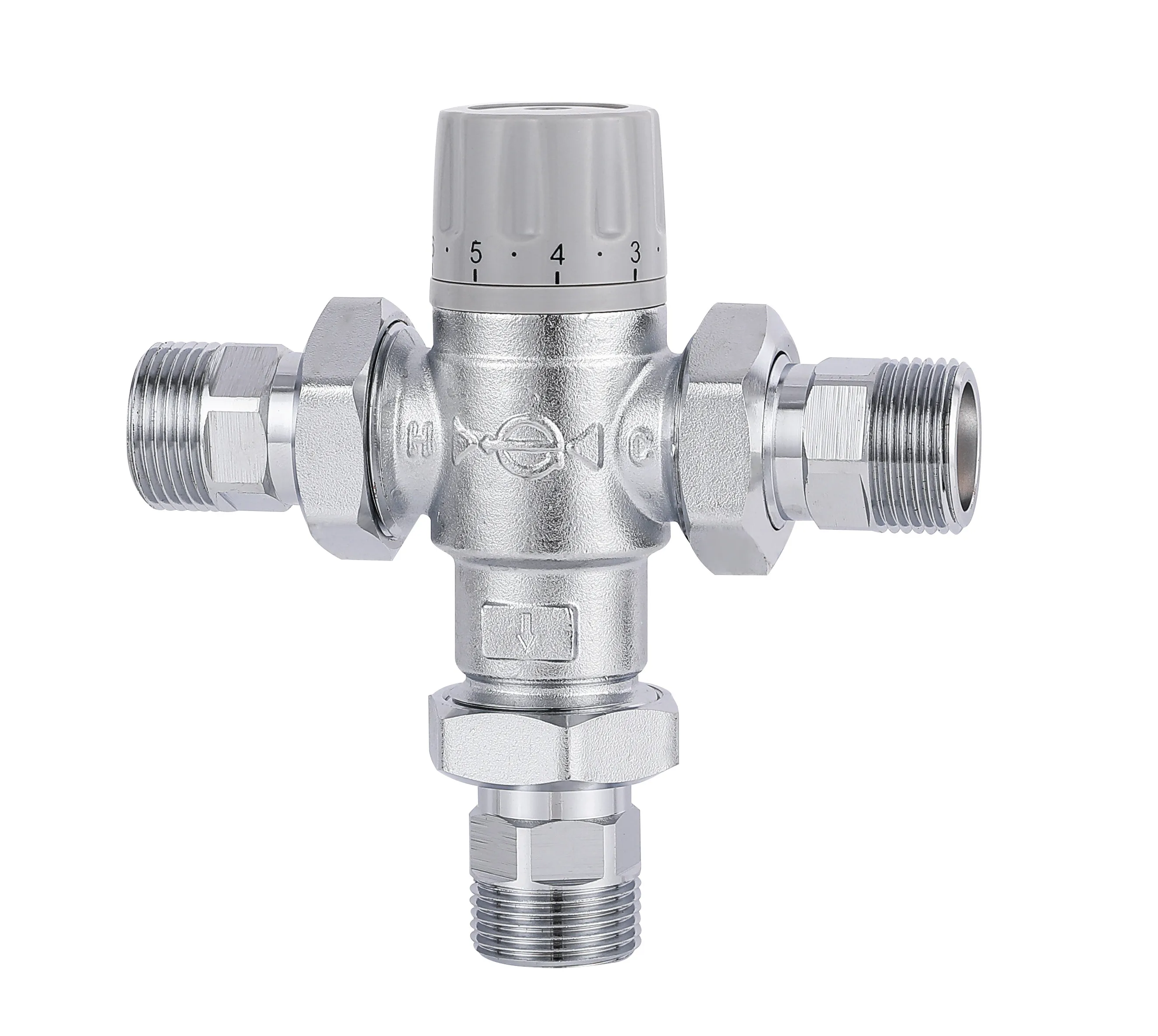 Wholesale Brass Chrome Three Way Male Thermostatic Mixing Valve For Solar Shower System