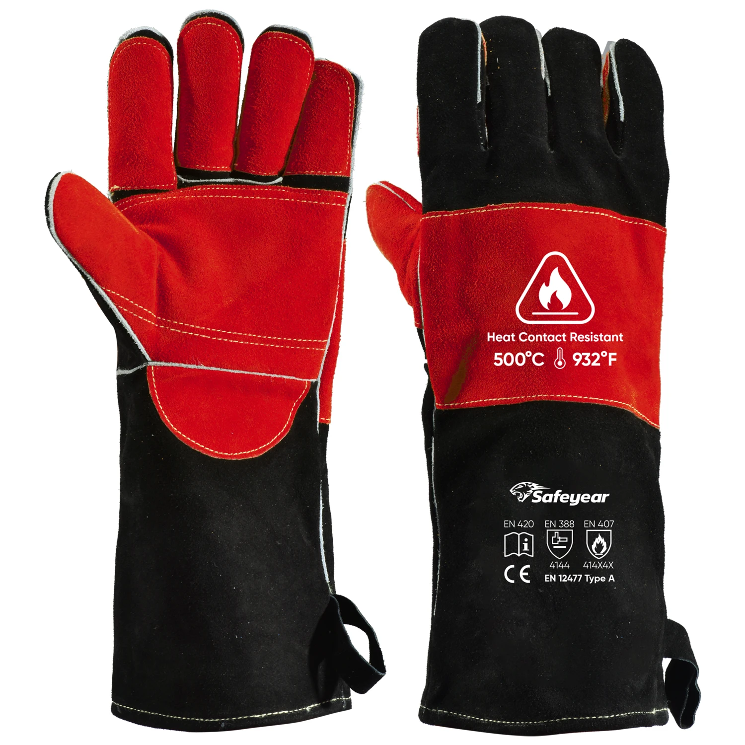 High-Temperature Resistant Safety Leather Welder Gloves Comfortable and Breathable for Welding Industrial Work