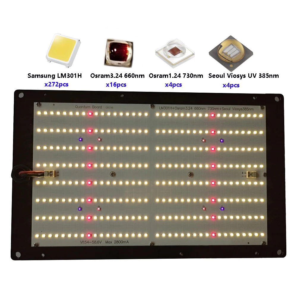 LM301H QB296 Hybrid Deep Red 660nm 130W led grow light with UV IR