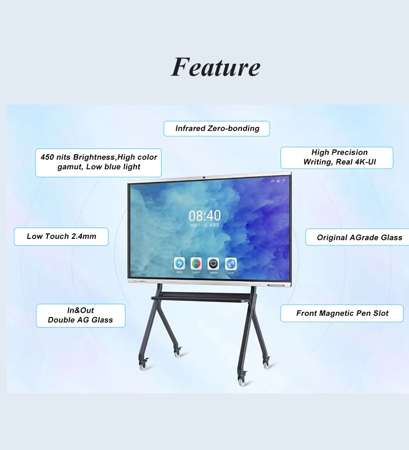 Portable 55 65 75 86 98 110 inch interactive flat panel display electronic interactive board smart whiteboard