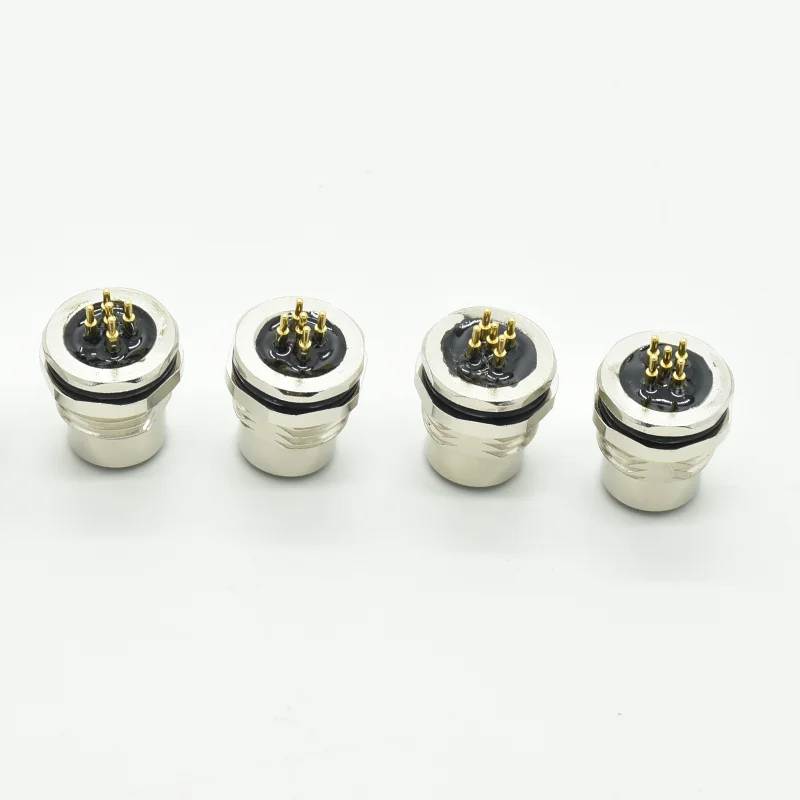 M12 A coding 5 pin front fastened connector M16x1.5 female PCB panel mount IP67 waterproof M12 connector