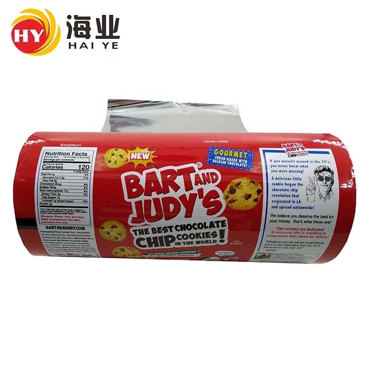 
Custom printed recyclable food packaging plastic roll cookie packaging plastic film rolls 