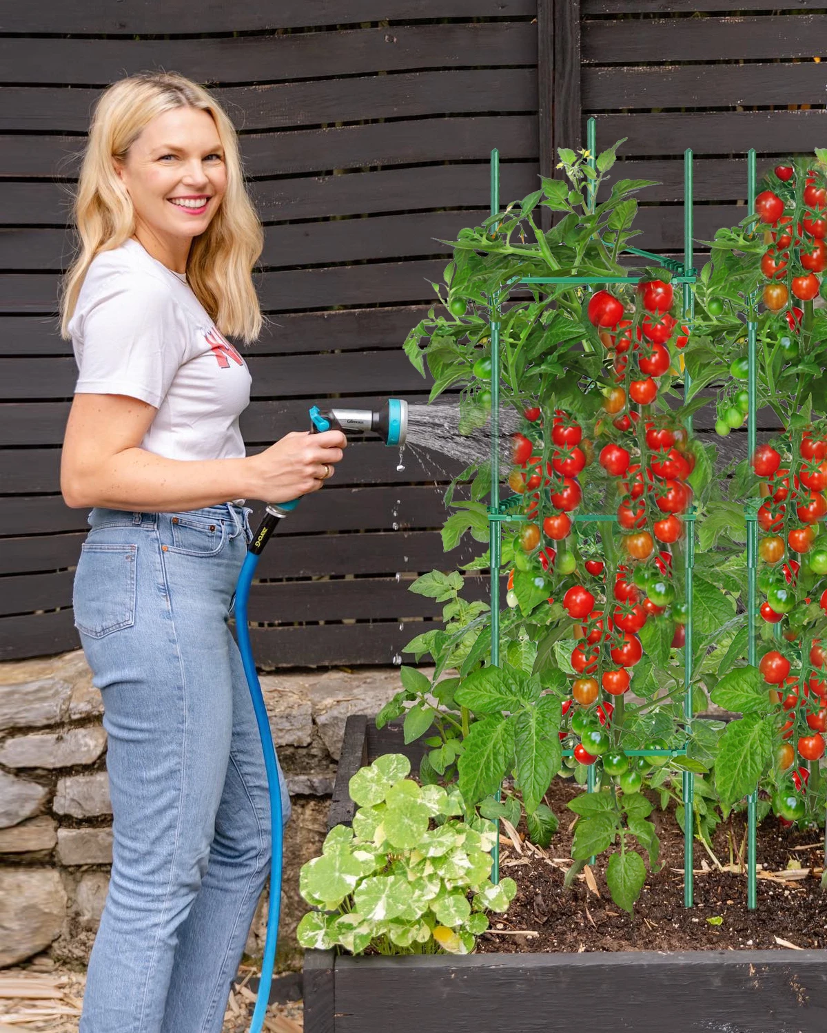 Adjustable DIY Triangular Garden Climbing Frame with 10 Clips and 1 Roll of Zip Ties for Plant Support