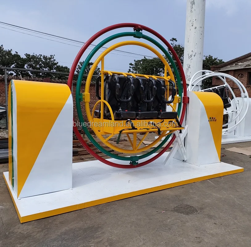 Outdoor amusement park ride attraction portable Thrilling Game Rotating  motorized rotary 3D Space Ring human gyroscope for sale