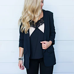 Женский эластичный легкий блейзер с рукавами-рюшами и открытой передней частью для работы и офиса, 3/4