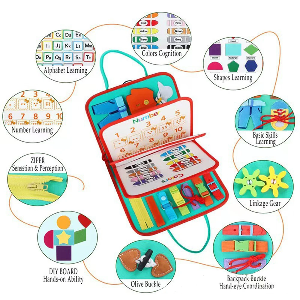 7 in 1 Busy Board Montessori Toys for 3 Year Old Girl Birthday Gift - 7 in 1 Preschool Learning Activities with Life Skills Toys