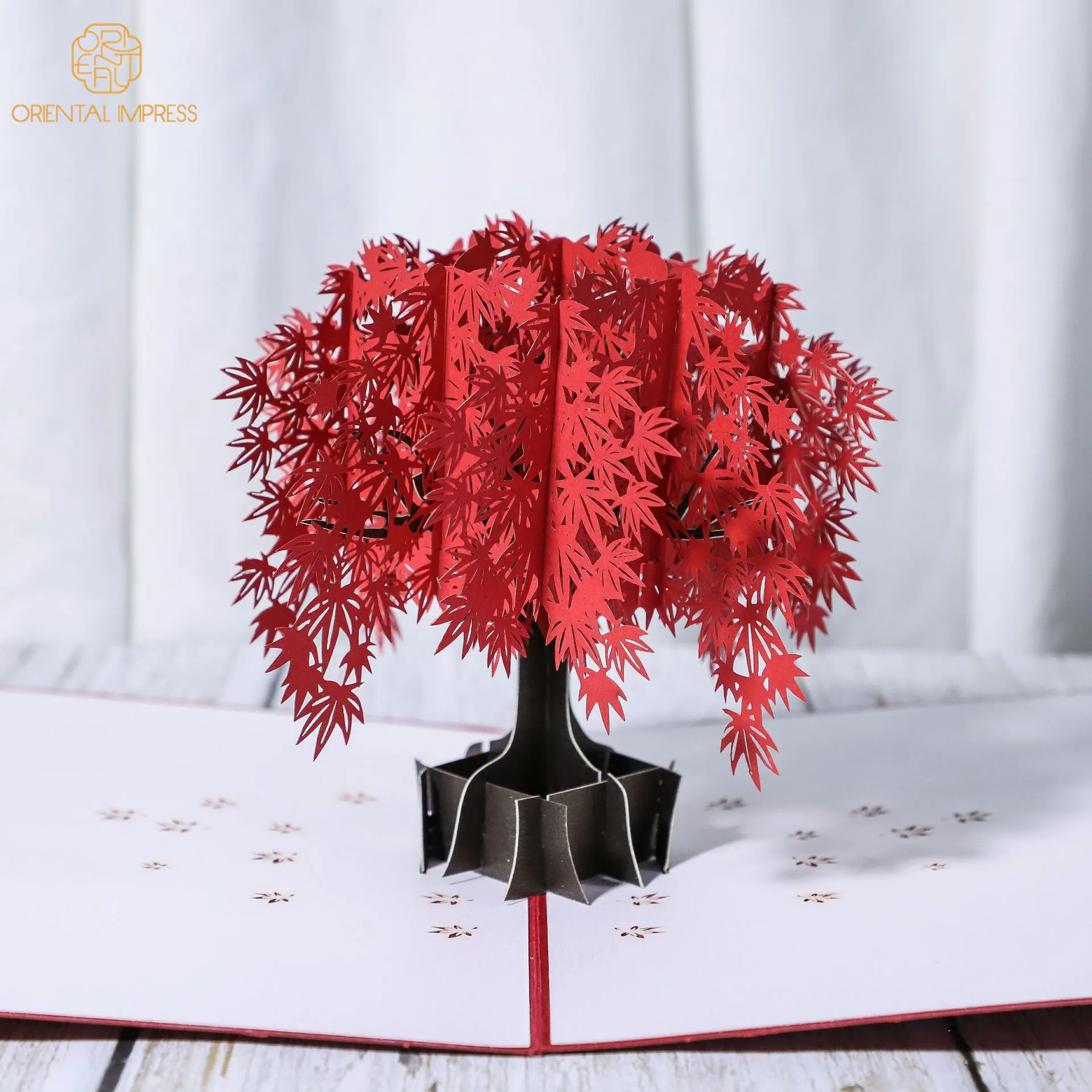 Custom Origami Maple Tree Greeting Card Fall Design 3D Pop Up Season Greeting Cards