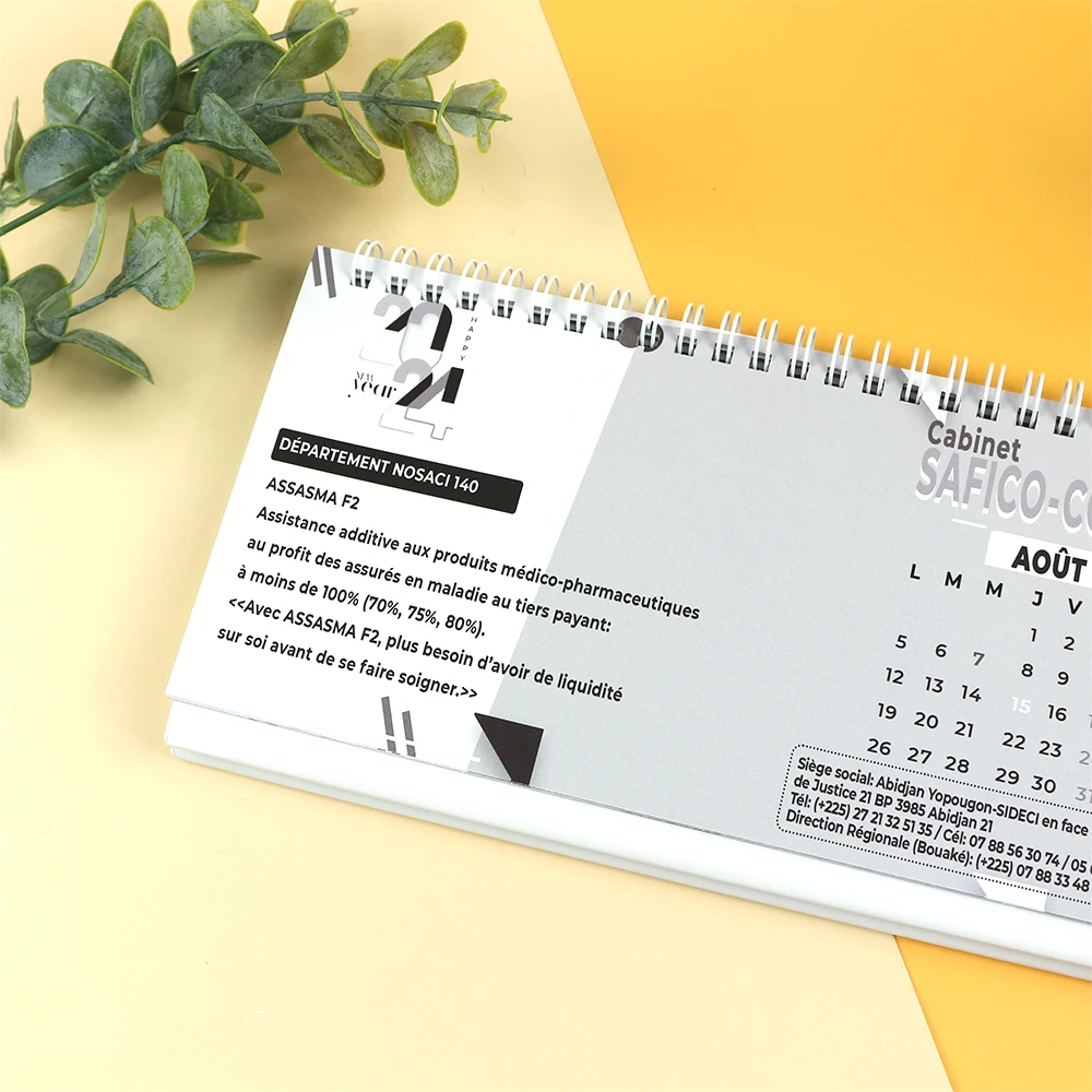 Wholesale Custom Printed Spiral Bound Desk Calendar Cheap Table Calendar Design for Advertising Paper Material
