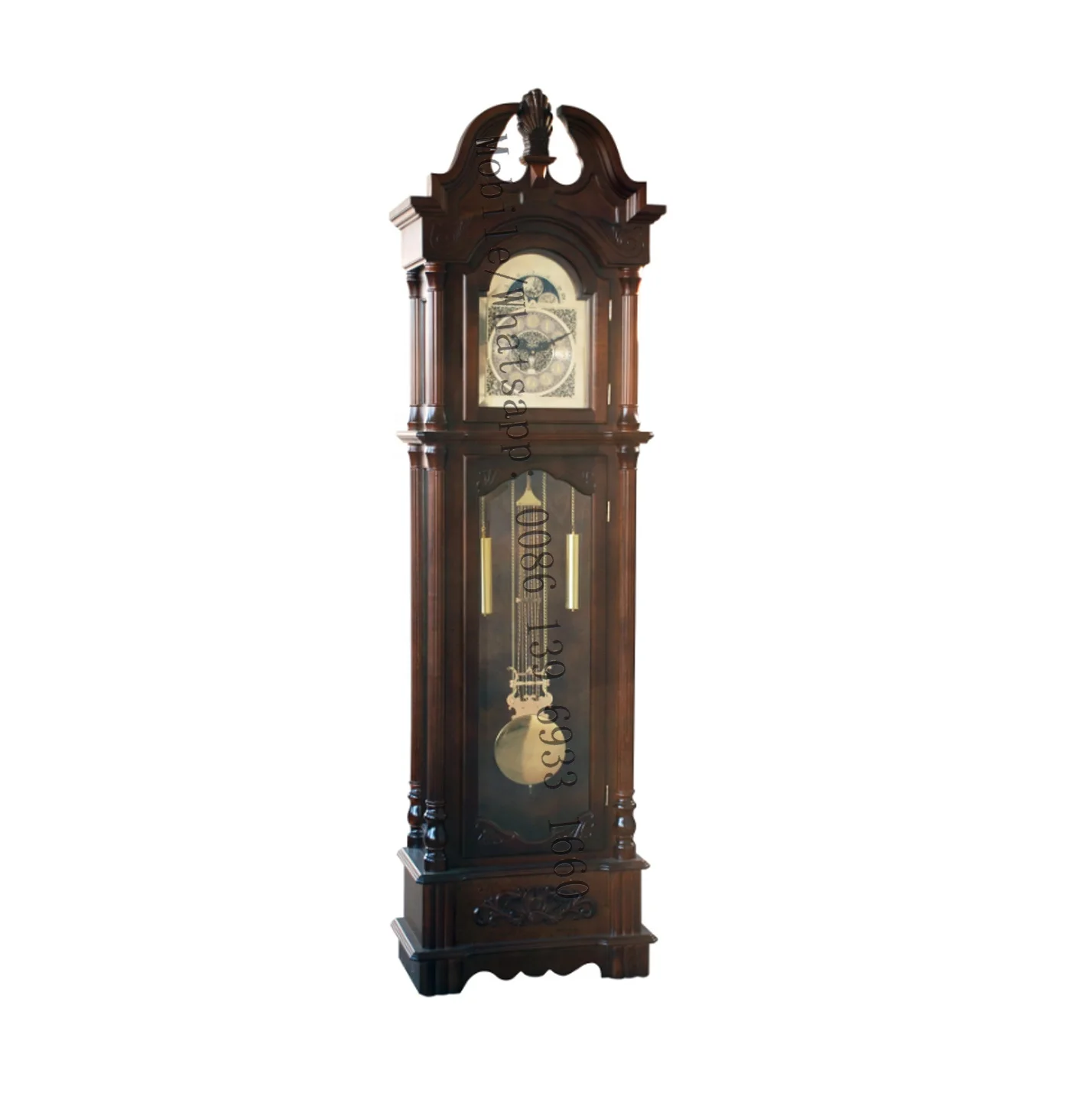 Antique look Westminster chimes  Floor Pendulum Grandfather Clock elegant timepiece traditional design Dark Chestnut finish
