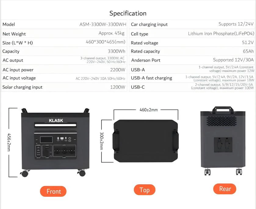 3.3KW 3.3KWH All in One BESS Portable Power Station outdoor Solar Energy Storage Battery System with 3300W Hybrid Inverter