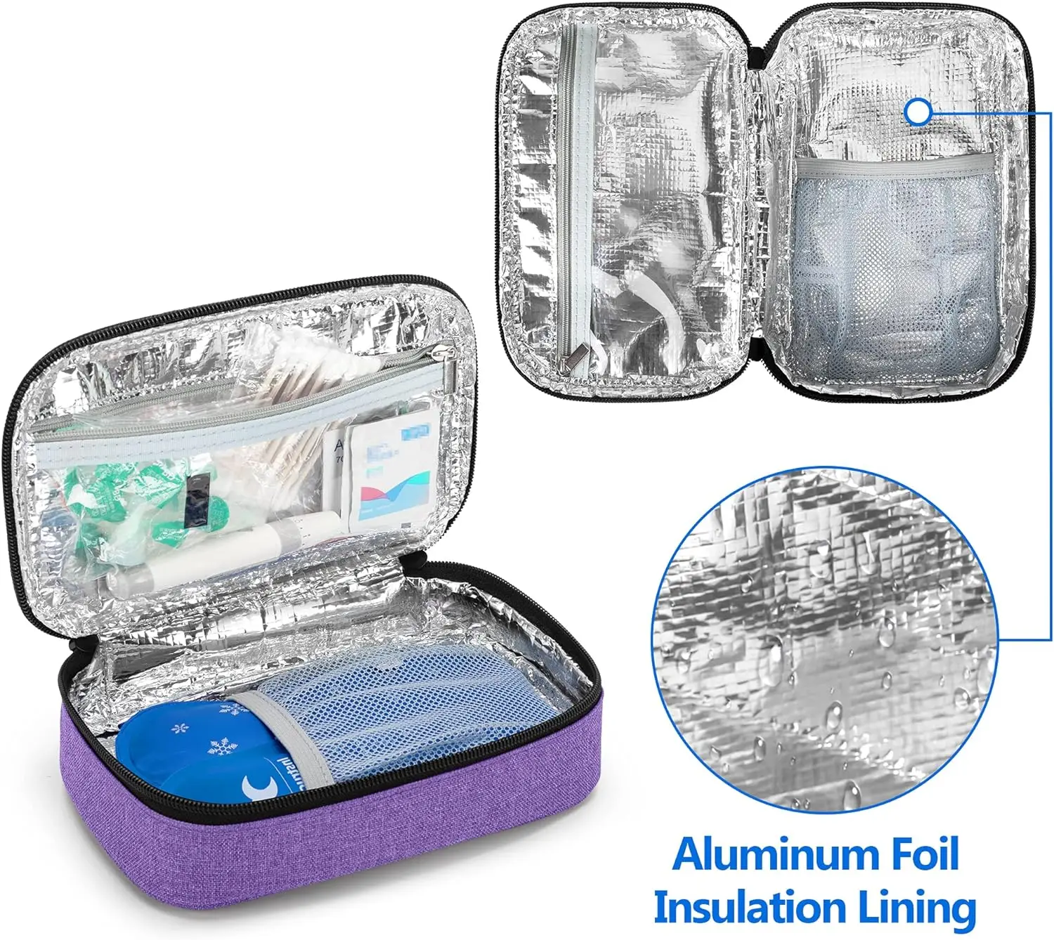 Insulin Cooler Travel Case with 2 Ice Packs, Medication Diabetic Supplies Bag for Insulin Pens