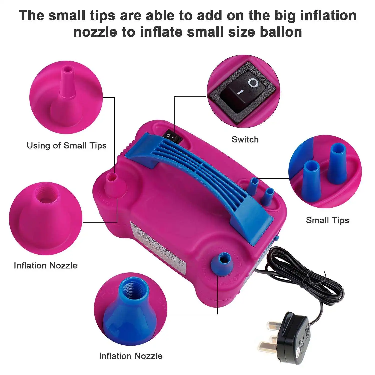 Fast And Easy Balloon Pump Electric Air Blower Dual Nozzle Portable Balloon Inflator For Balloons For Event Party Decoration