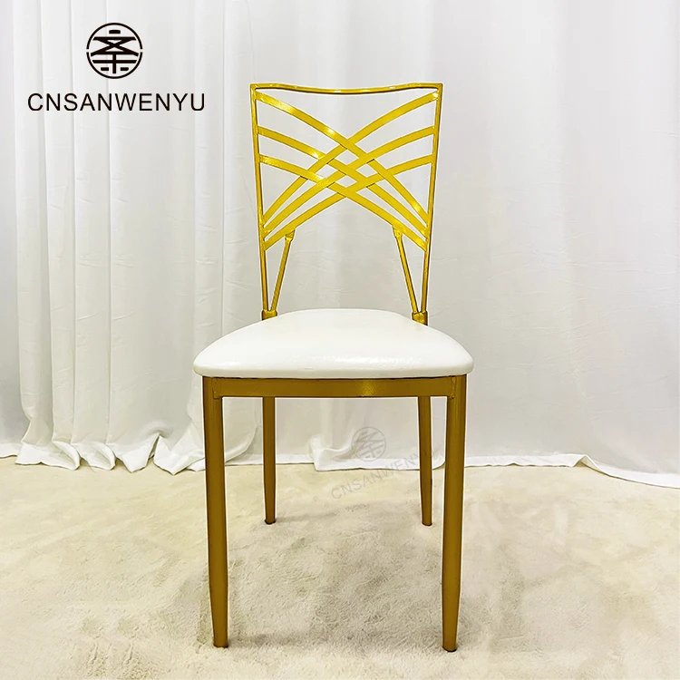 Wholesale Luxury Stacking Iron Gold Crossback Chair Wedding For Event Reception