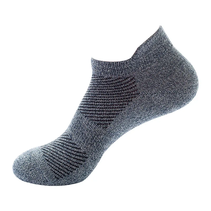 In stock high quality combed cotton breathable mesh socks  solid color ankle socks for men