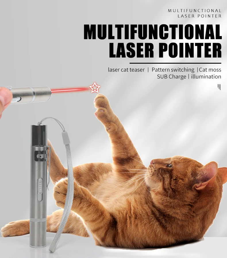 Wholesale USB Recharge 5 Adjustable Patterns LED Light Infrared Cat Laser Pointer Interactive Cat Laser Toy