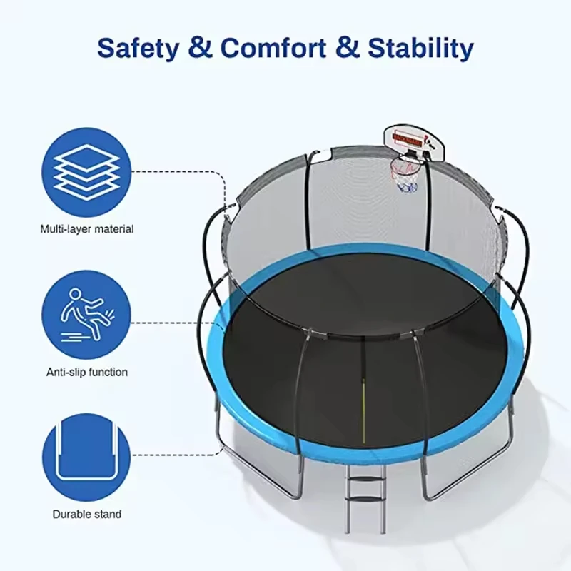 6 8 10 12 Ft Outdoor safety trampoline children adults High Quality Trampoline Portable kids bouncy bed With protective net