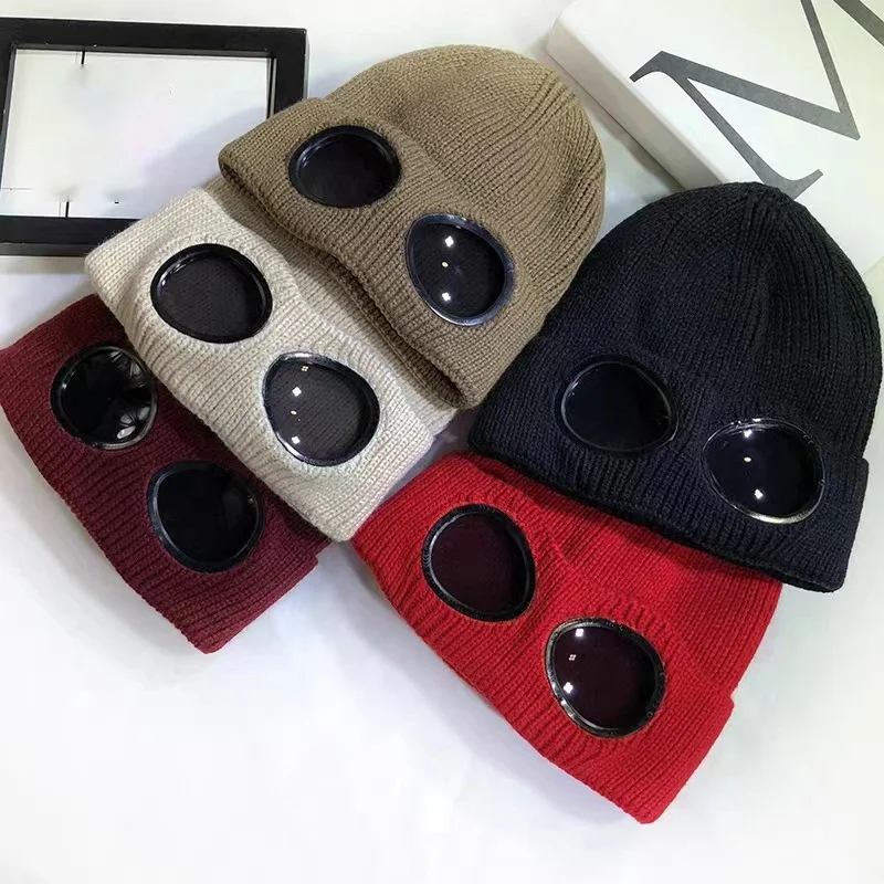 Wholesale winter outdoor unisex blank beanie hats high quality sport knitted ski goggle beanie