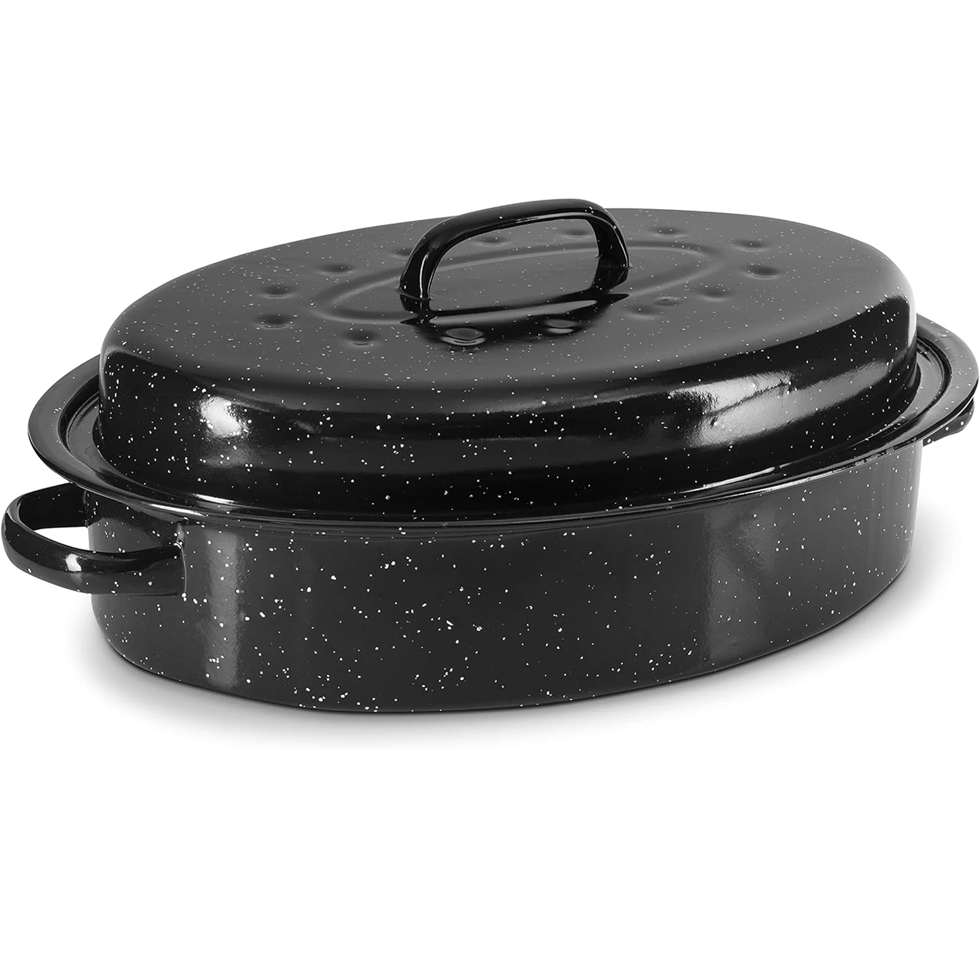 Enamel Roaster Pan Alpine Cuisine Enamel Oval Roaster Carbon Steel Oval Roasting Pan 13-Inch Oven & Dishwasher Safe