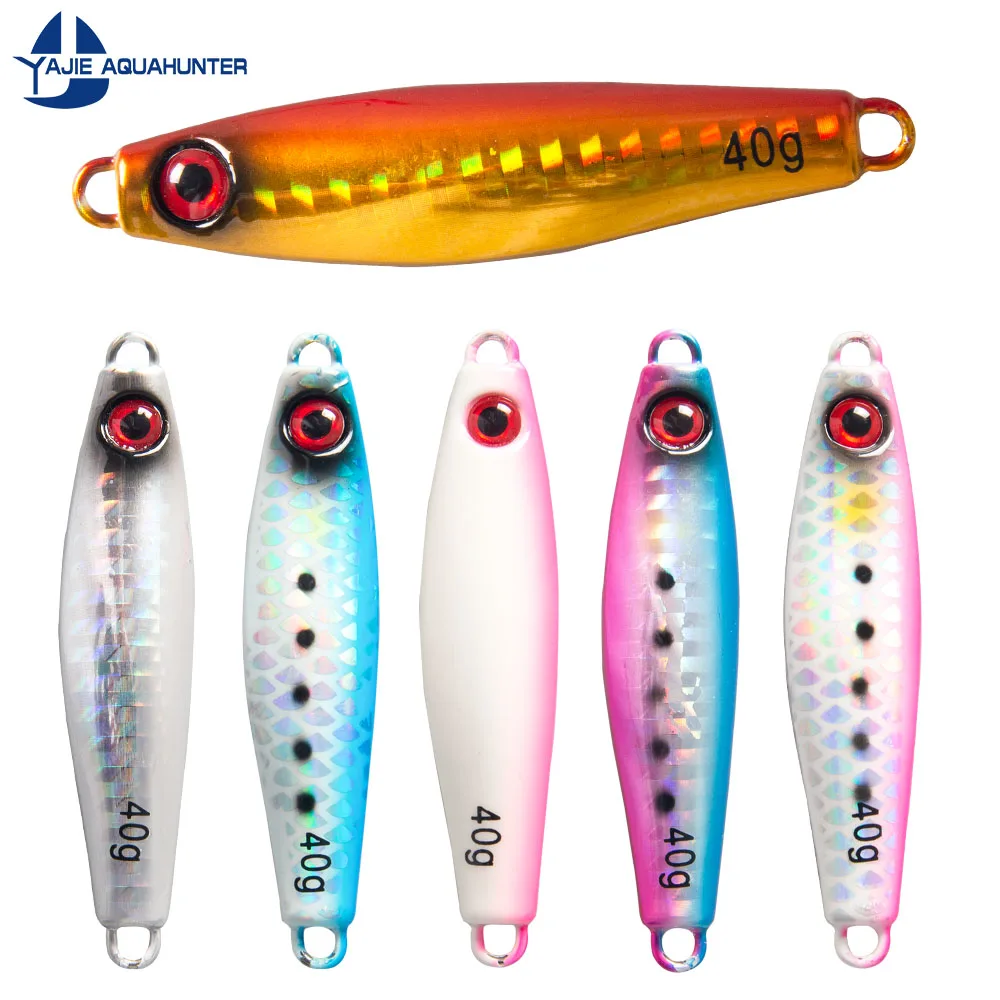 30g 40g 60g 80g 100g  glow metal casting jig lure with BKK assist hook