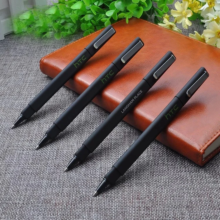Hot selling High Quality  Custom Promotional Square Rubber coated Plastic Gel Pen  with custom Logo Plastic  Black gel ink  pen