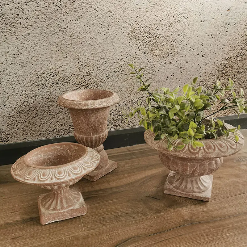 Vintage Style Plant Pots Indoor Or Outdoor Cement Planter Classic Floor Flower Planter Pot