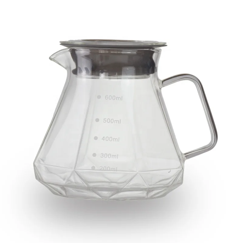 Z New 600ml Glass Pour Over Coffee Pot Tea Pots Carafe Drip Coffee Pot Dripper Glass Range Coffee Server S950