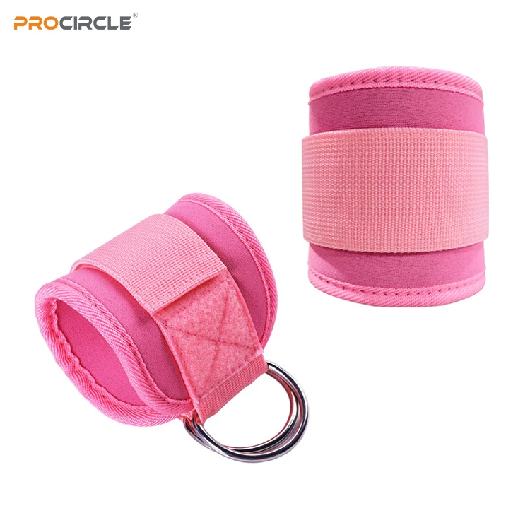 WA-F2032 Cable Machine Glutes Exercises Ankle Straps D-Ring Adjustable Ankle Wrist Cuffs with Neoprene Padded Straps