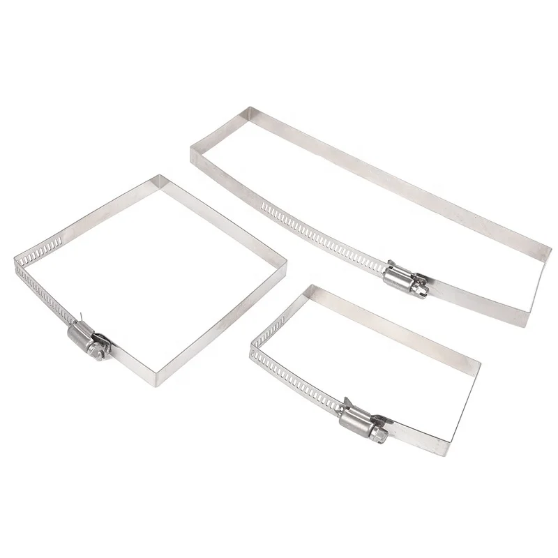 Stainless Steel Square Tube Clamp Bridge Hoop Pipe Clamps Rectangular American Type Hose Clips Tension Band Hose Clamp For Tube
