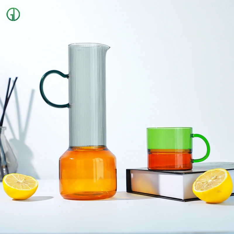 Custom Nordic Home Style Borosilicate Glass Water Jug Glass Water Carafe Heat Resistant Milk Glass Filter Pitcher With Spout