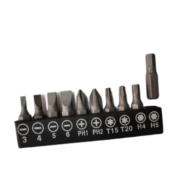 1/4 Inch Hex Shank rotational ratchet screwdriver with 10 pcs Bit Set in tool