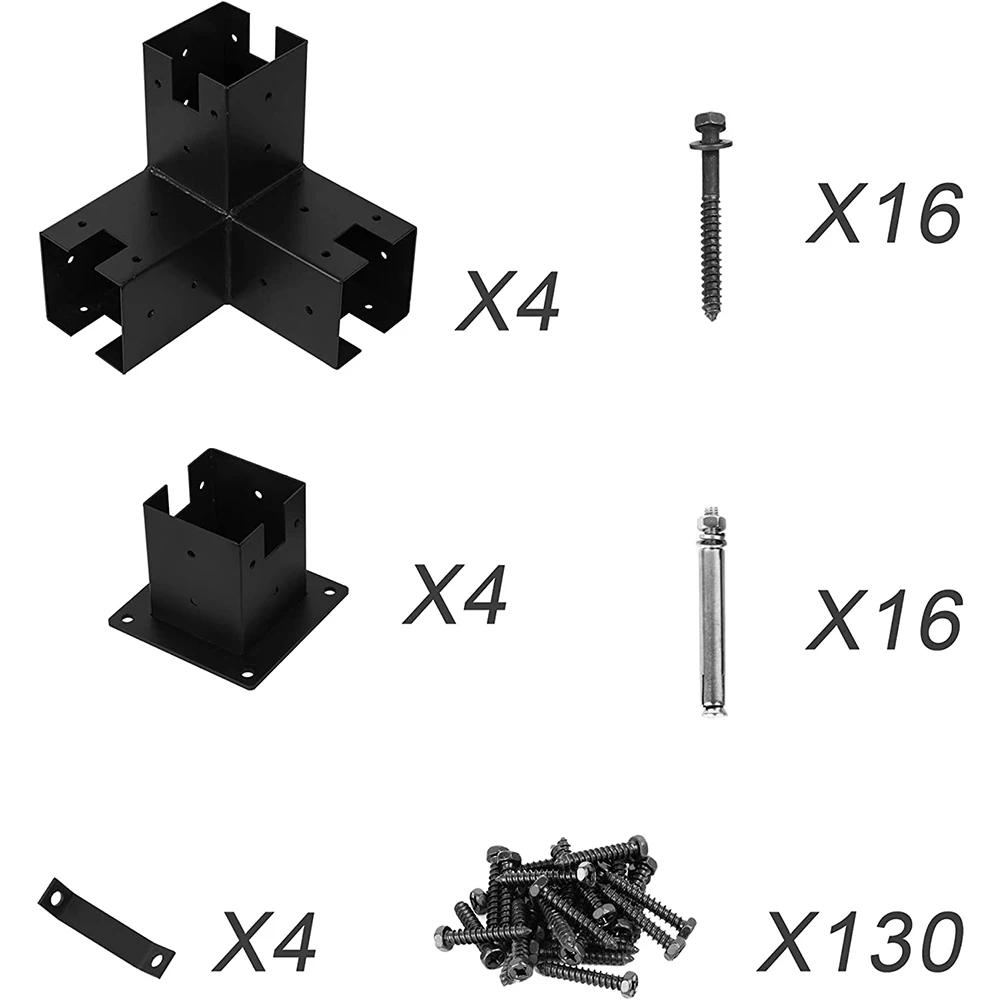 Pergola Bracket Durable Steel for Wood Corner Bracket Outdoor Garden Pergola Kit Brackets