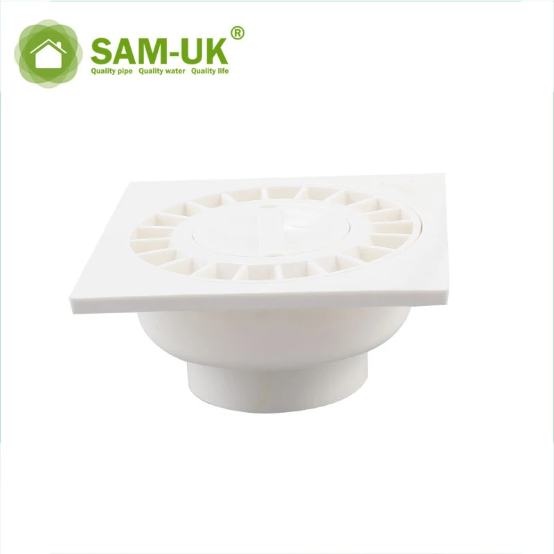 10L*10W*3.5H PVC plug Cap / UPVC fittings / PVC-U pipes line accessories Square Floor Drain Sealed