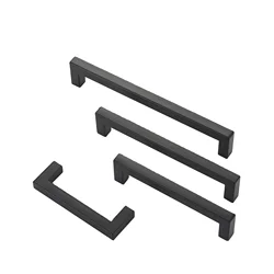 Cabinet Door Drawer Square Pull Black Matt Kitchen Handle Pull Furniture Hardware