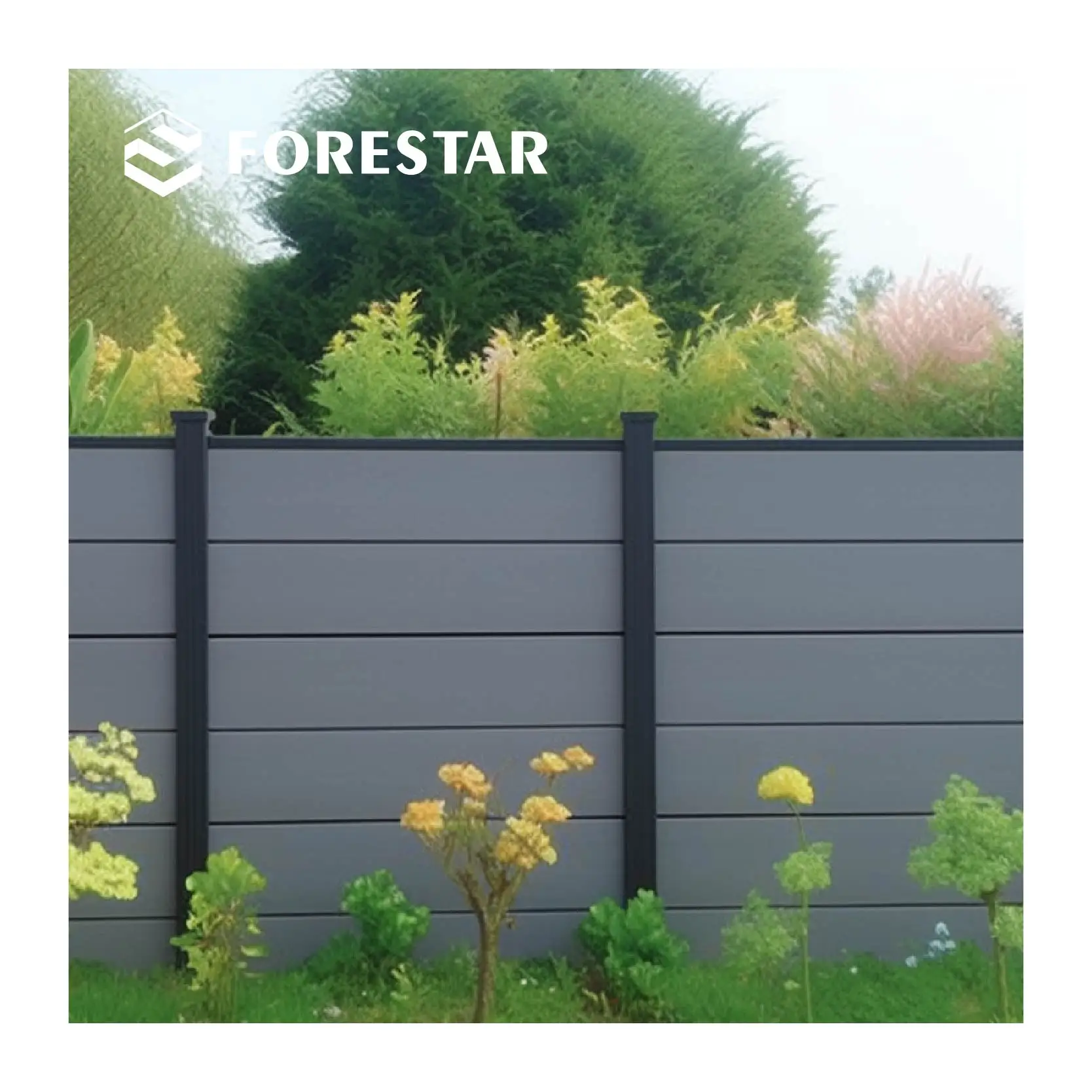 Recommend European style wood grain long service life waterproof  composite anti UV panel wpc garden fence garden wpc fencing