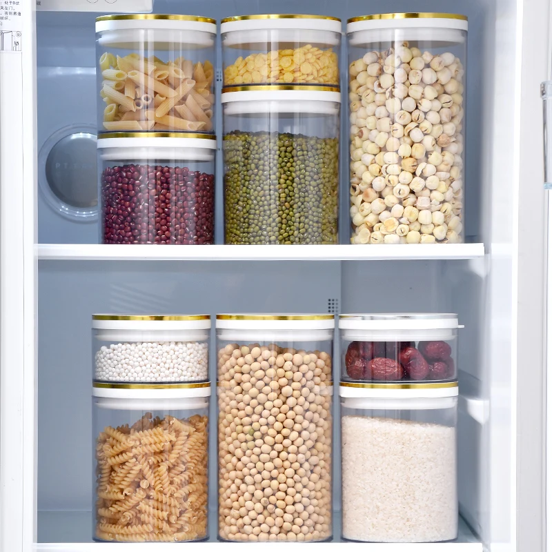 2024 New kitchen factory customized multifunctional and durable round transparent food plastic sealed jar storage jar with lid