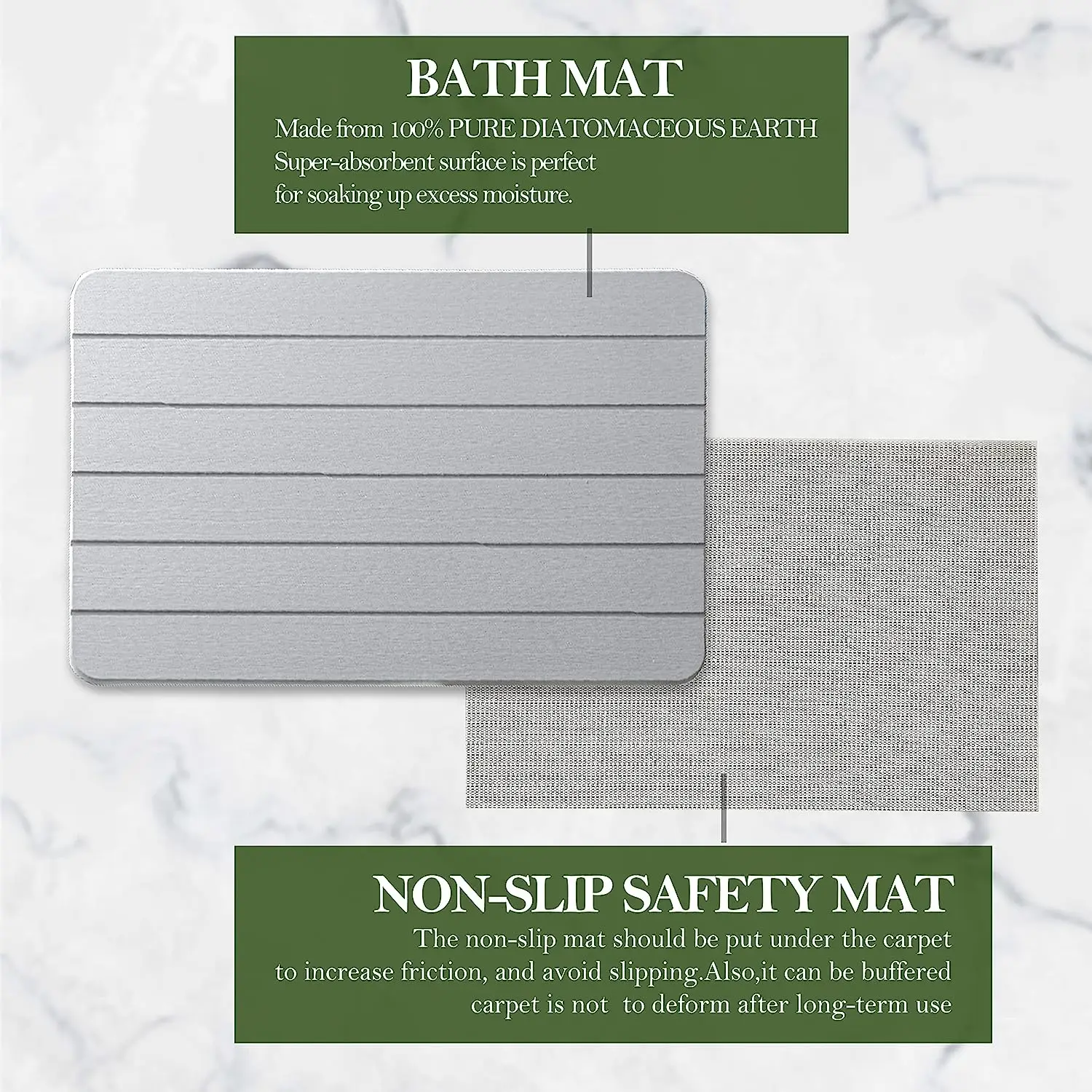 Revolutionary Diatomite Bath Mat : Slip-Resistant, Quick-Drying, and Stylish Pebble Stone Foot Rug for Your Bathroom