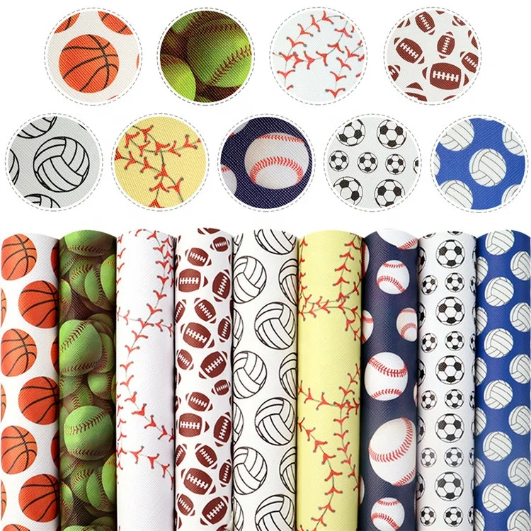 9pcs/set Custom Football Sports Printed Faux Synthetic Leather Sheets 80485